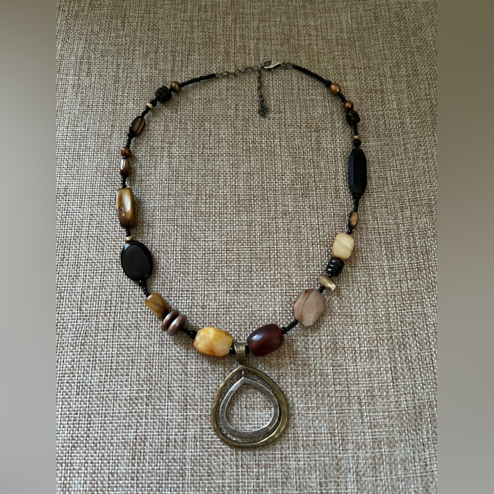 Silpada Brown and Black Bohemian Necklace with Metal Pendant - Picture 3 of 6
